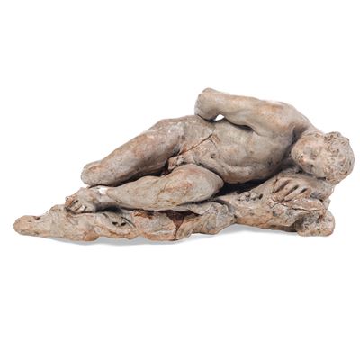 Bozzetto di Figura Virile Sdraiata. Arte Barocca del XVII-XVIII Secolo