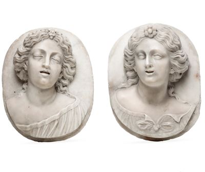 Rilievi con Volti Femminili. Arte Barocca Italiana (napoli ?), XVII Secolo