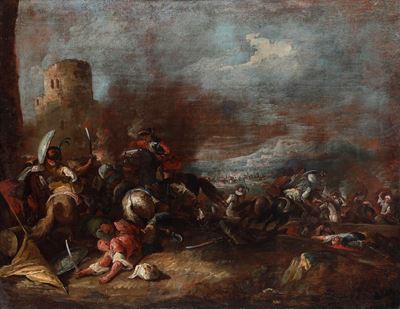 Scuola del XVII secolo, Scontro tra cristiani e saraceni