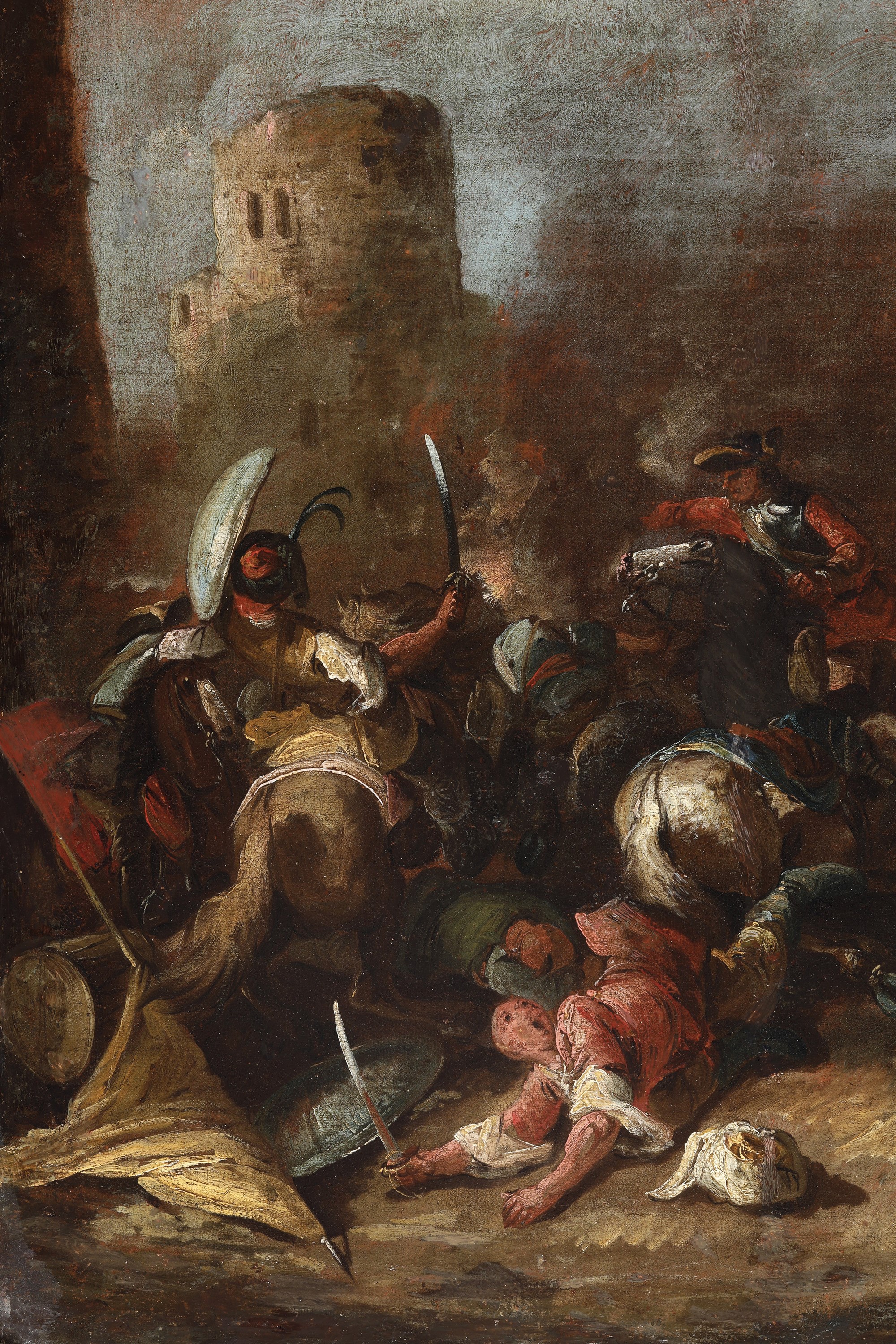 Scuola del XVII secolo, Scontro tra cristiani e saraceni