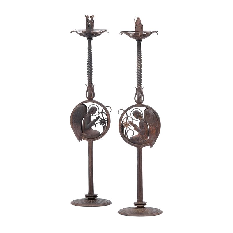 Carlo Rizzarda : Coppia di portacandele, 1920 ca.  - Auction Italian Mansions - Cambi Casa d'Aste