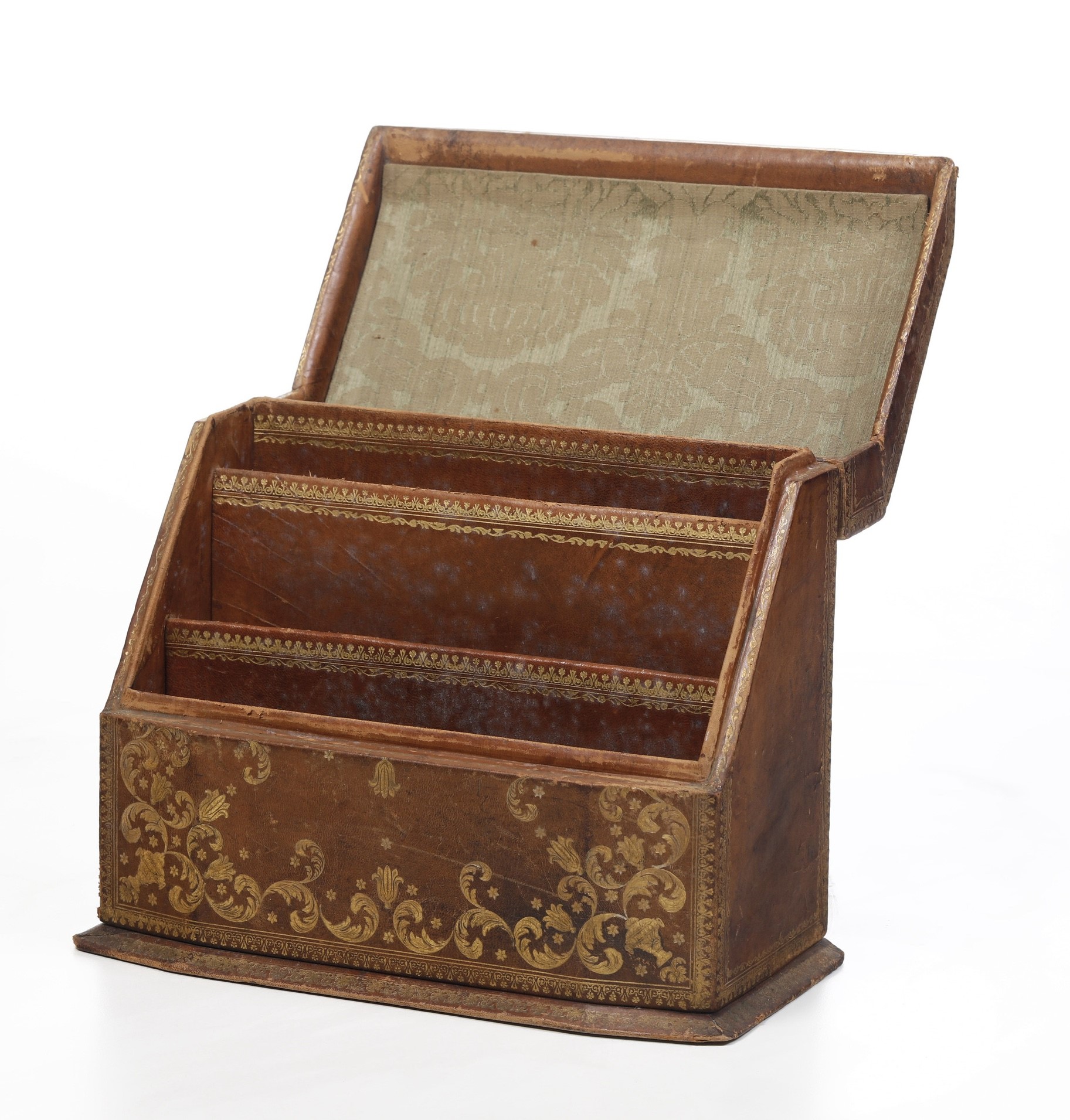 Portalettere in Cuoio Impresso in Oro. XVIII-XIX Secolo