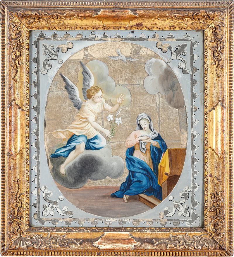 Scuola veneta del XVIII secolo Annunciazione  - olio su vetro - Auction Italian Mansions - Cambi Casa d'Aste