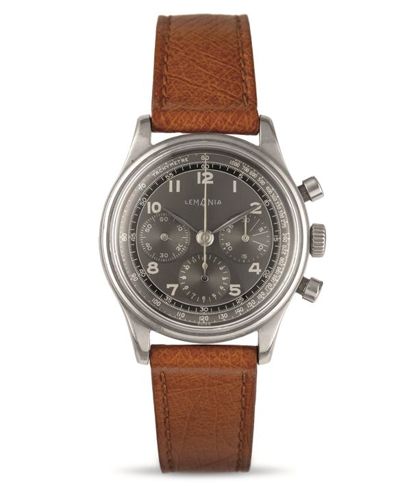 Steel cal 321 chronograph two-tone gray dial, pump keys. stepped case and screw-down case back