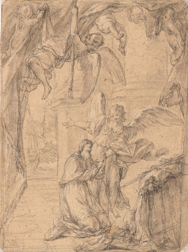 Clemente Ruta : San Pio V  - matita nera e bianca su carta - Auction Antique Drawings - I - Cambi Casa d'Aste