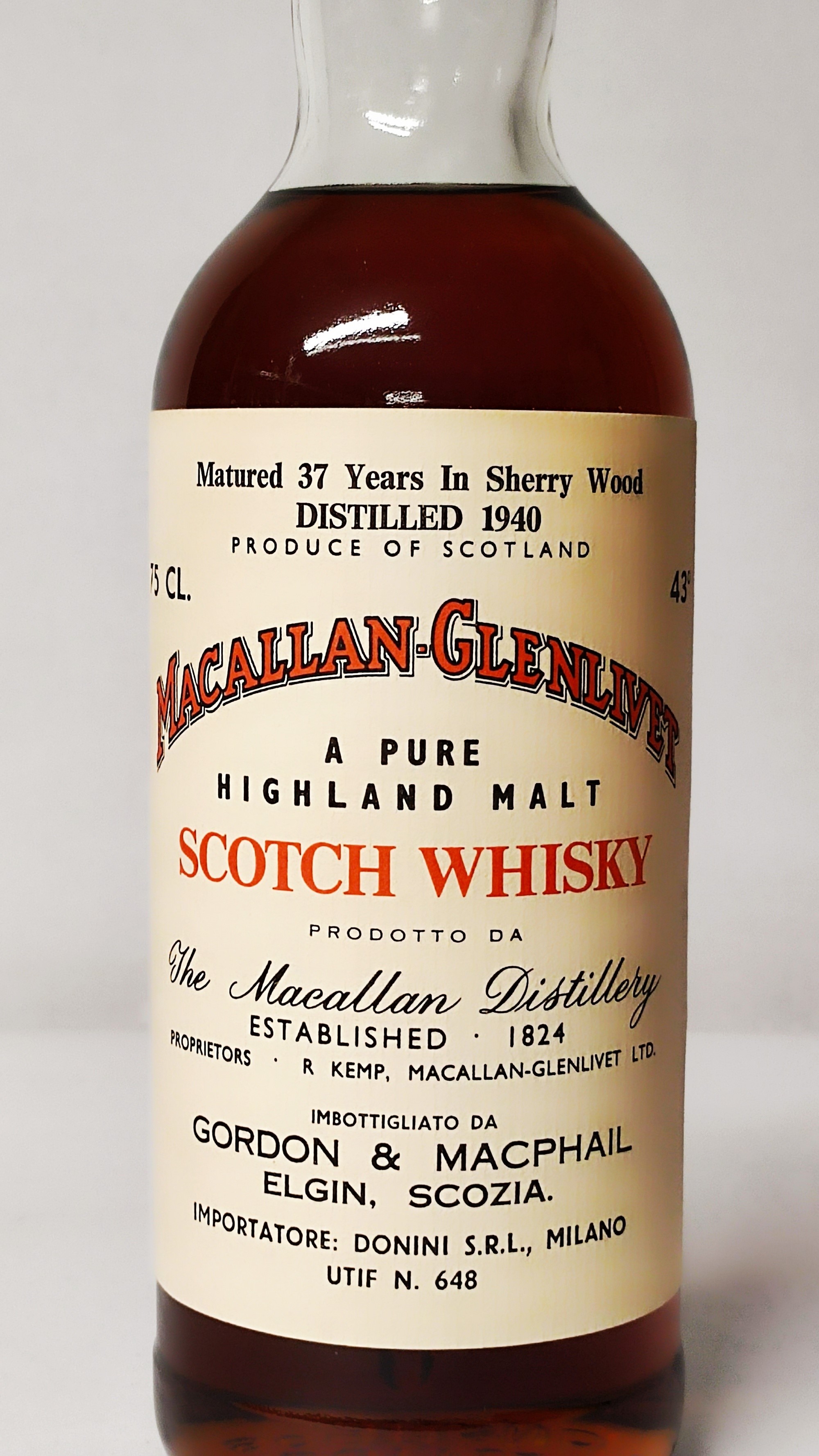 Macallan Glenlivet 37 Y. 1940, Single Malt Whisky