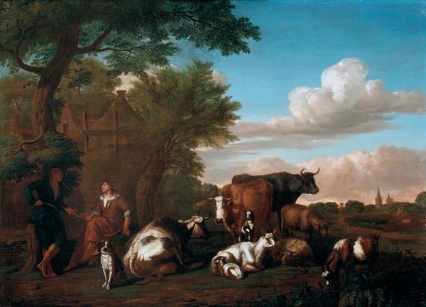 Jan Van Gool - Paesaggio con pastori in riposo