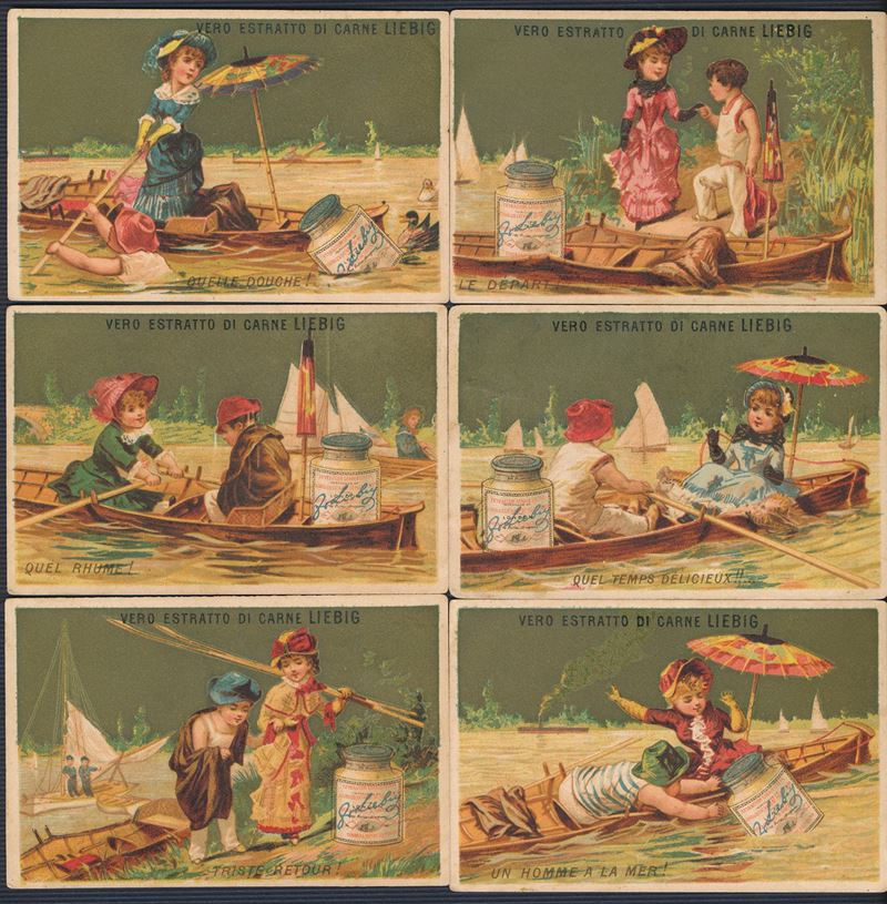 1878/83 - Fugurine Liebig - Serie “ Tragitto in barca” (Sang. 100)  - Auction Postal History and Philately - Cambi Casa d'Aste
