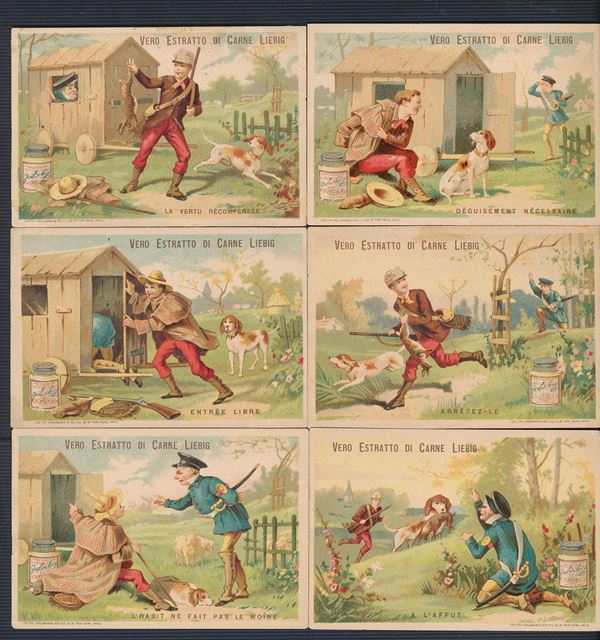 1883/85 - Figurine Liebig - Serie “Cacciatore fuggitivo” (Sang. 113)