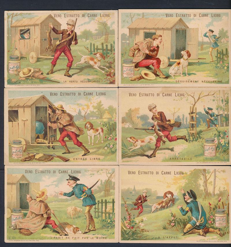 1883/85 - Figurine Liebig - Serie “Cacciatore fuggitivo” (Sang. 113)  - Asta Storia Postale e Filatelia - Cambi Casa d'Aste