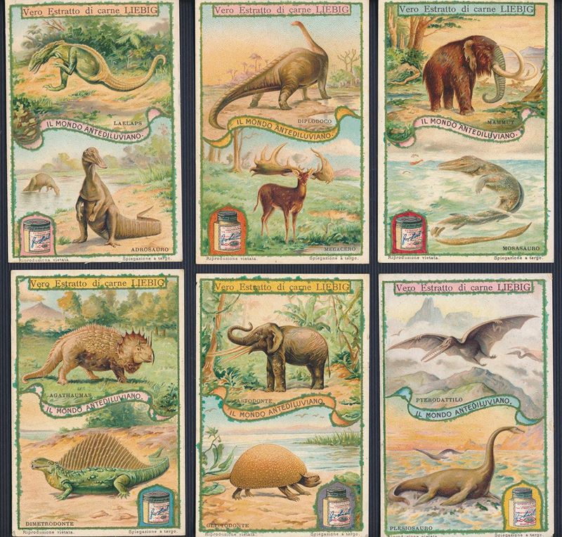 1921 - Figurine Liebig - Serie “Il mondo antediluviano” (Sang. 1123)  - Auction Postal History and Philately - Cambi Casa d'Aste