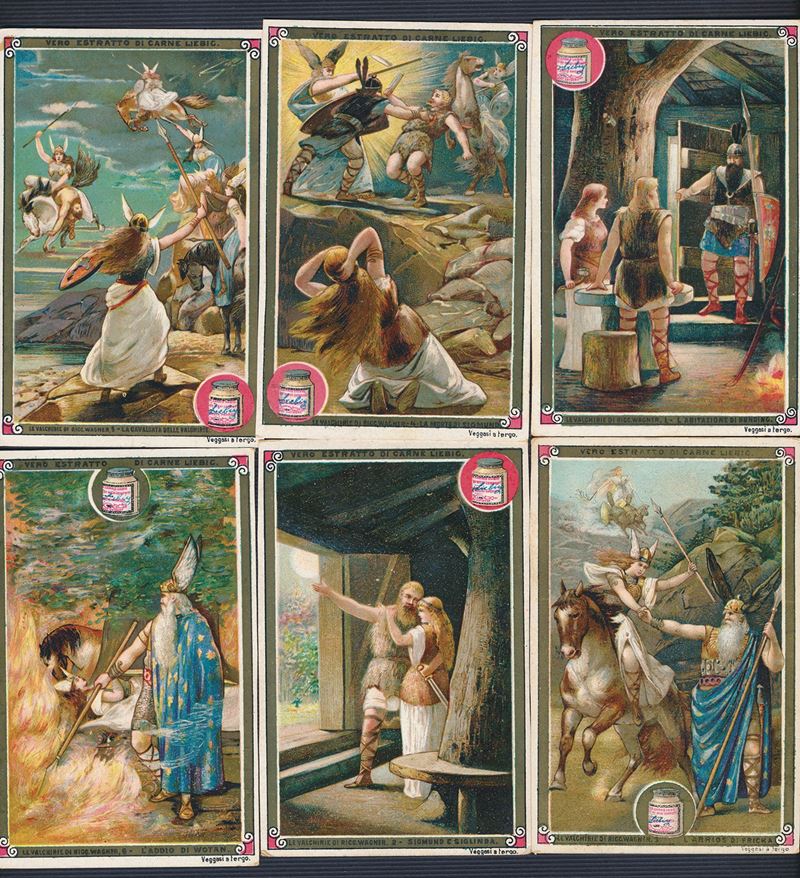 1893 - Figurine Liebig - Serie “Le valchirie di Wagner (opera)” (Sang. 390)  - Auction Postal History and Philately - Cambi Casa d'Aste