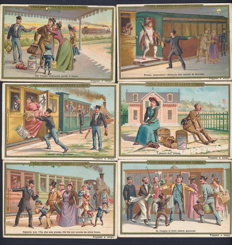 1891 - Figurine Liebig - Serie “Avventura in ferrovia” (Sang. 306)  - Auction Postal History and Philately - Cambi Casa d'Aste