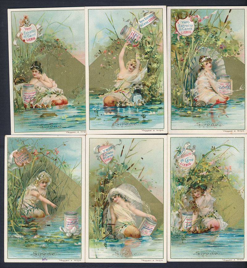1890 - Figurine Liebig - Serie “Sirene” (Sang. 286)  - Auction Postal History and Philately - Cambi Casa d'Aste