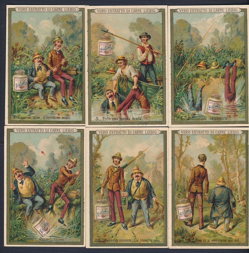 1887 - Figurine Liebig - Serie “ Pescatori ridicoli” (Sang. 203)  - Asta Storia Postale e Filatelia - Cambi Casa d'Aste