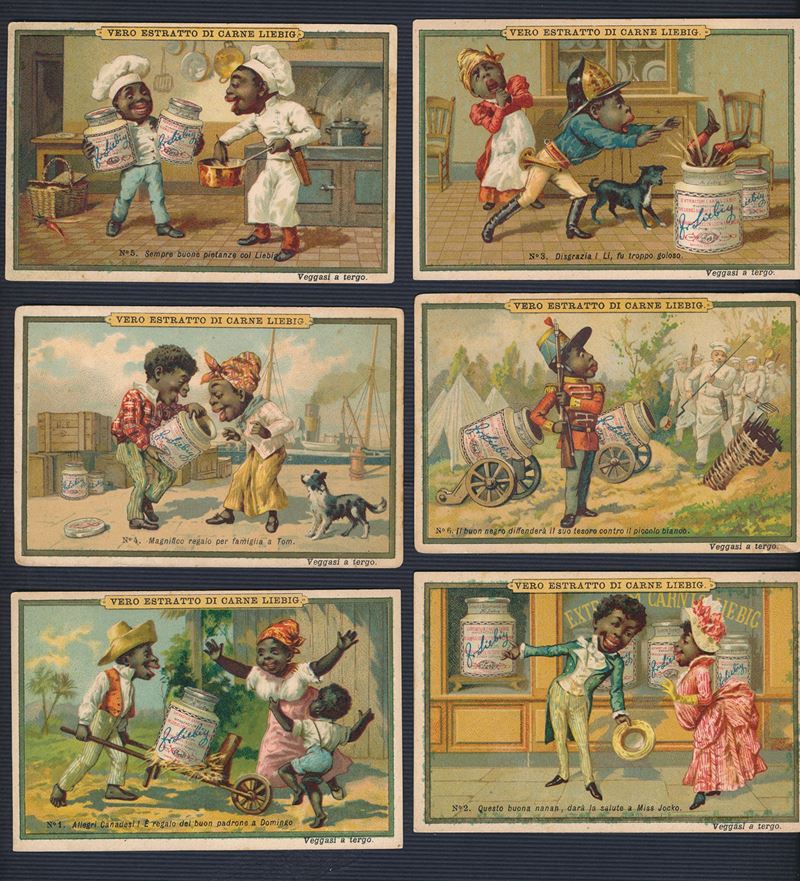 1887 - Figurine Liebig - Serie “Moretti dalla testa grossa” (Sang. 202)  - Auction Postal History and Philately - Cambi Casa d'Aste
