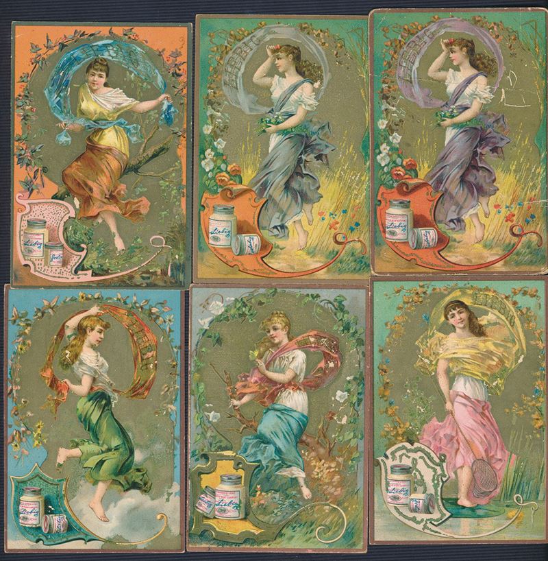 1891 - Figurine Liebig - Serie “Geni o silfidi con velo” (Sang. 308)  - Asta Storia Postale e Filatelia - Cambi Casa d'Aste