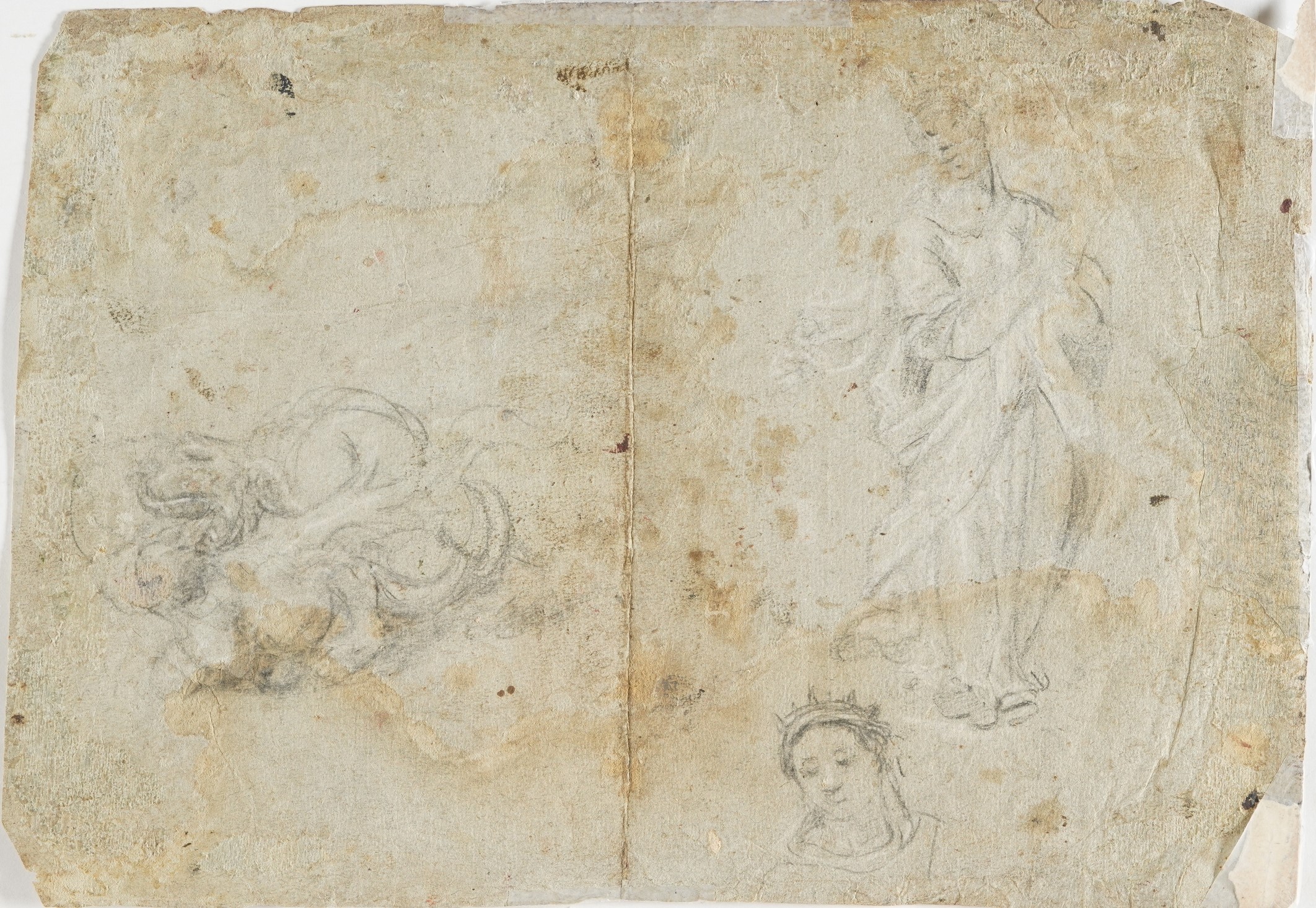 Simone Peterzano - Studio per la figura di Gesù nell'Orto del Getsemani, inchiostro grigio, biacc...