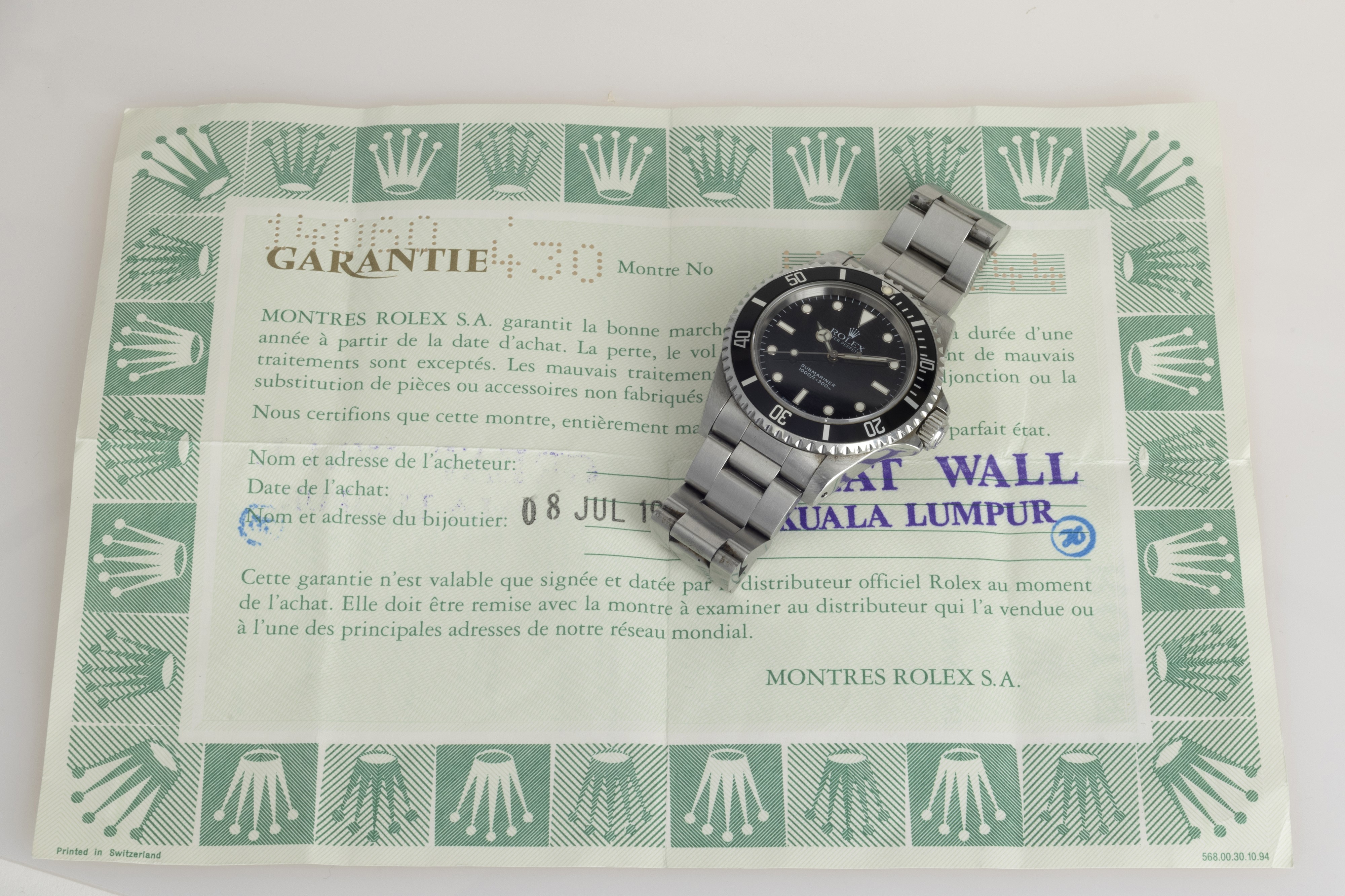 Rolex - Oyster Perpetual Submariner Ref 14060 in Acciaio, Quadrante Nero Indici Bicchierini, Brac...