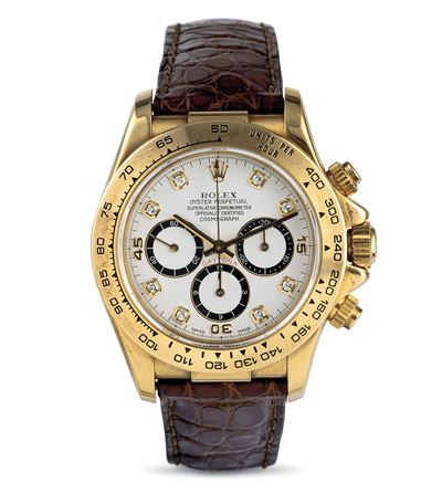 Daytona Ref 16518, in Oro Giallo 18k, Quadrante Bianco Indici in Diamanti, Mai Lucidato, Accompag...