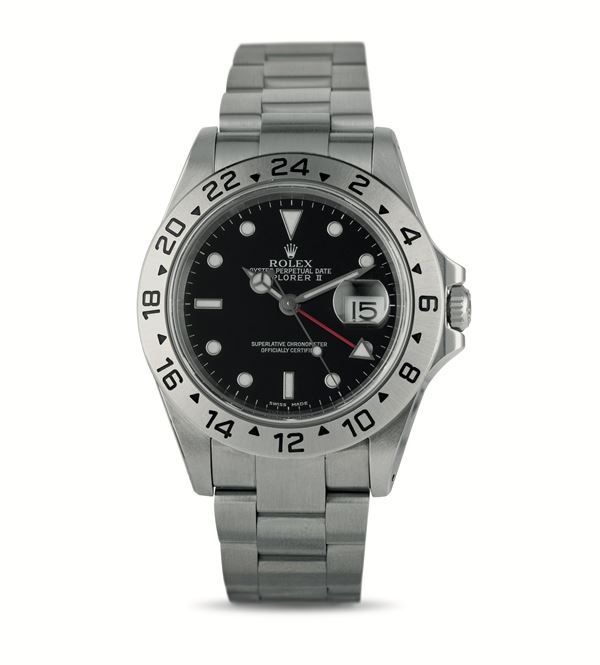 Rolex - Sporty and sought-after Explorer II ref 16570 steel, black dial tumblers