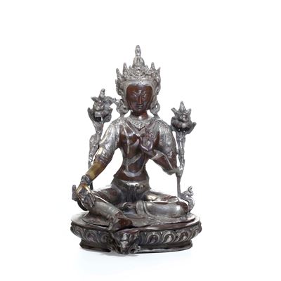 Buddha su Fiore di Loto in Bronzo