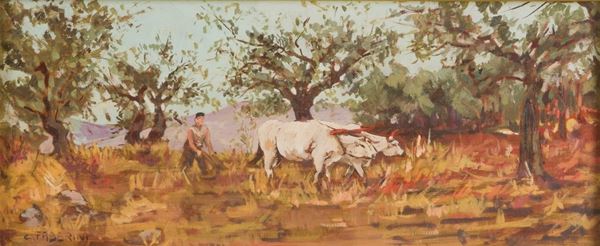 Carlo Fabbrini (XX secolo) All'aratro sotto l'uliveta