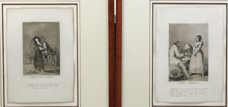 Francisco José de Goya ( 1746 - 1828)  Quien mas rendido? Mejor es holgar  - Asta Stampe - Cambi Casa d'Aste