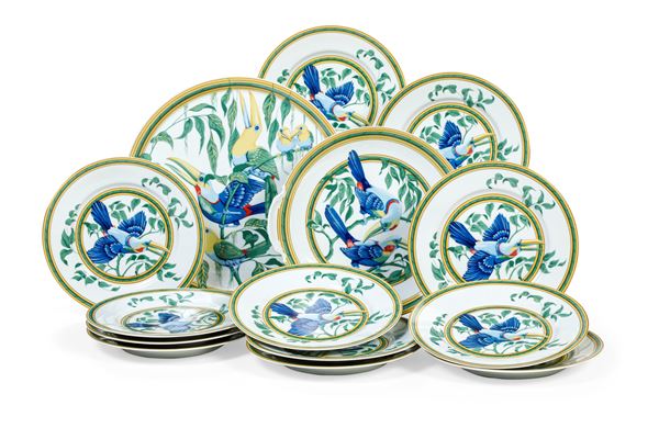 Servizio da torta Hermès "Tucano" Limoges, verso la fine del XX secolo 