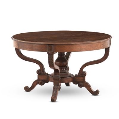 Tavolo a Cestello in Noce Intagliato. XIX Secolo