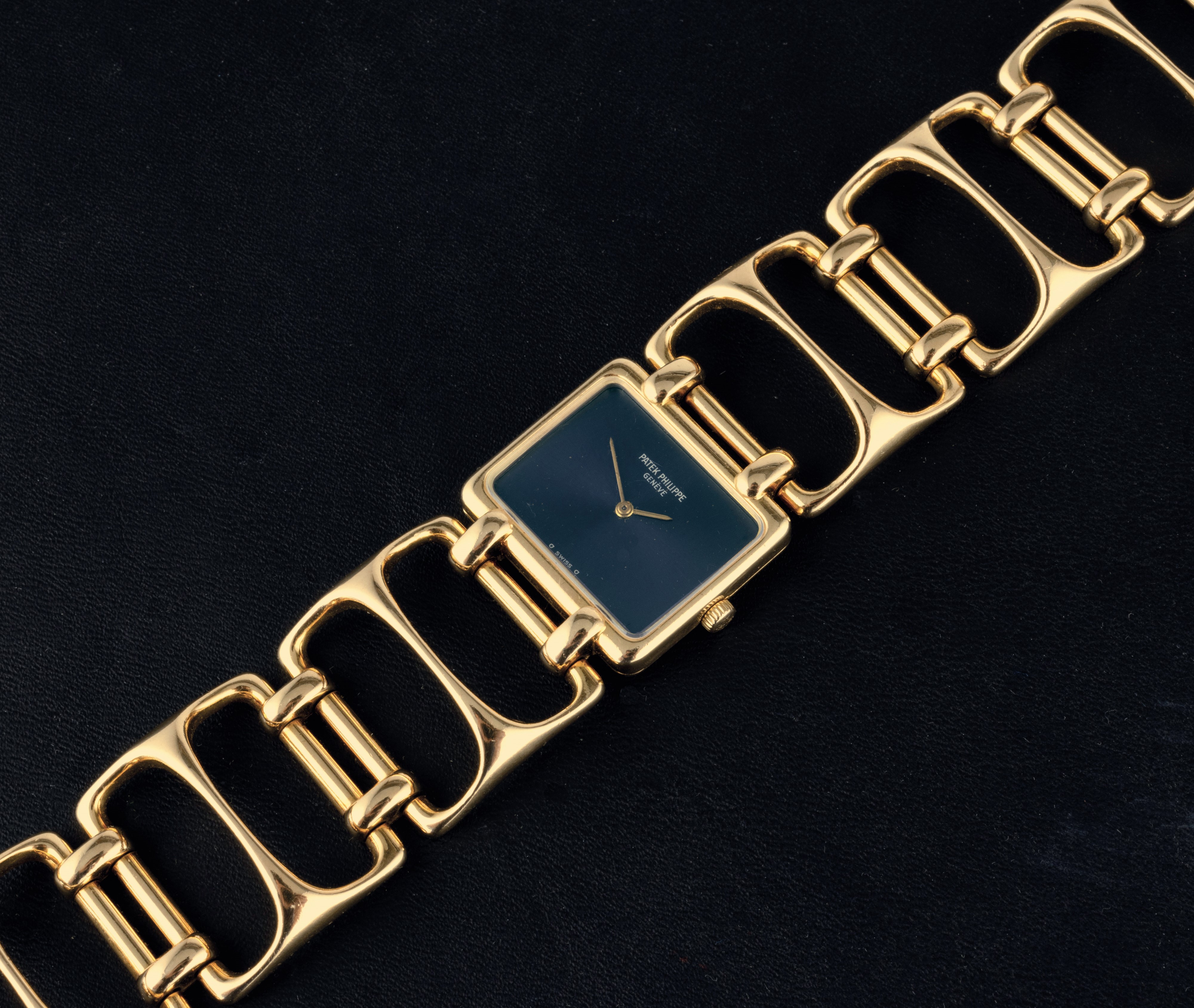 Patek Philippe - Ref 4237-1 con Bracciale a Catena in Oro Giallo 18k, Quadrante Blu Carica Manual...