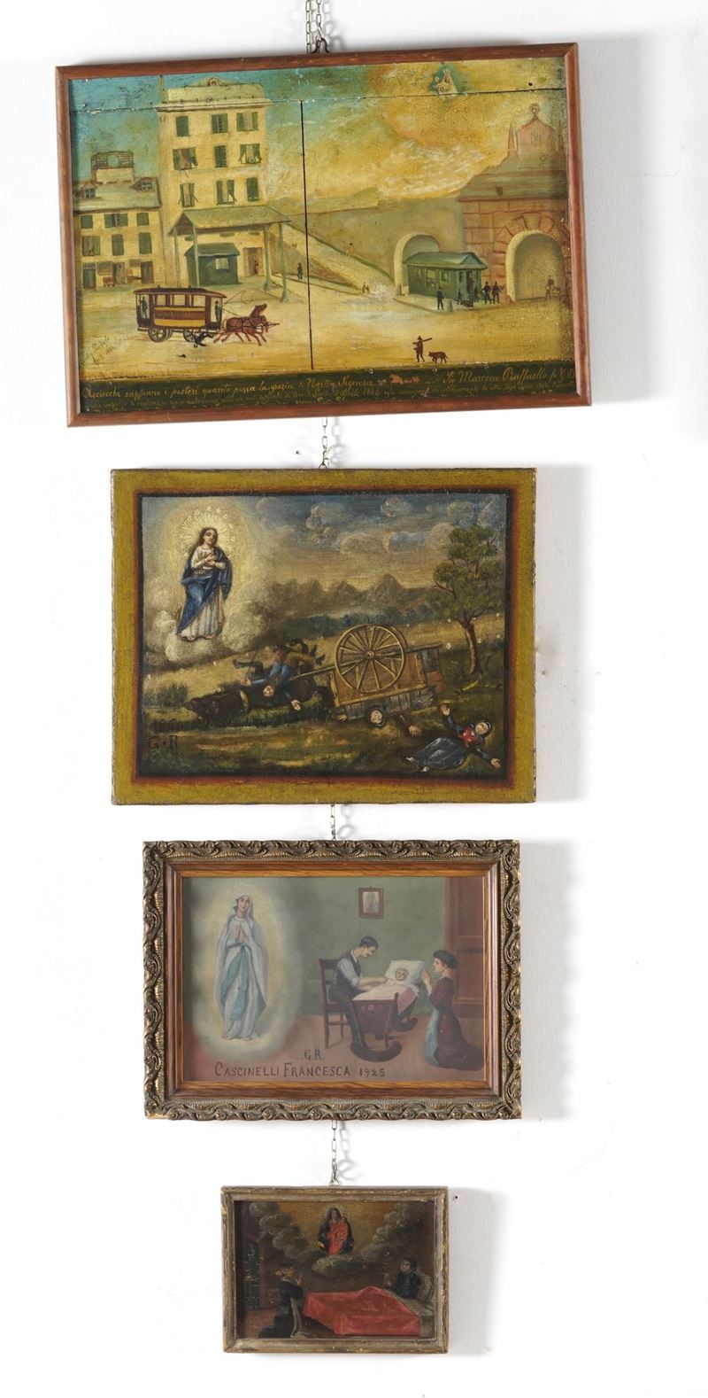 Lotto di quattro ex voto  - Auction Fabio Fazio, furniture and memories of a country house - Cambi Casa d'Aste