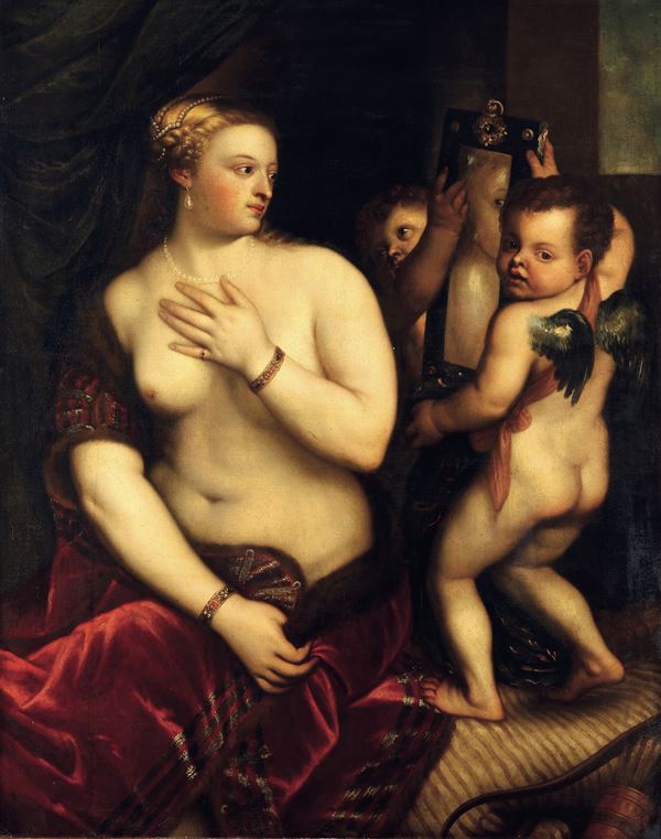 Tiziano Vecellio copia da - Venere allo specchio