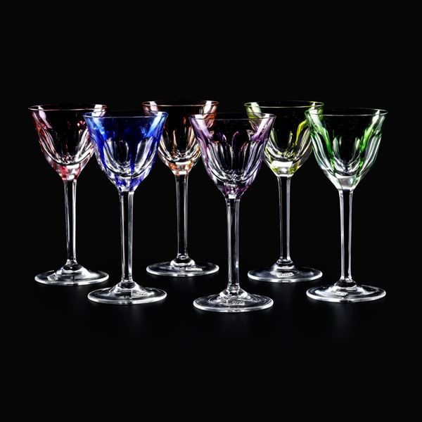 Sei calici “Cromwell” Repubblica Ceca, Manifattura Moser, seconda metà del XX secolo 