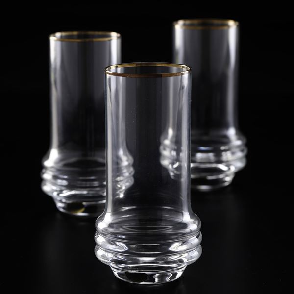 Sei tumbler. Repubblica Ceca, Manifattura Moser, ultimo terzo del XX secolo. Design di Bruno Morbelli, 1970. 