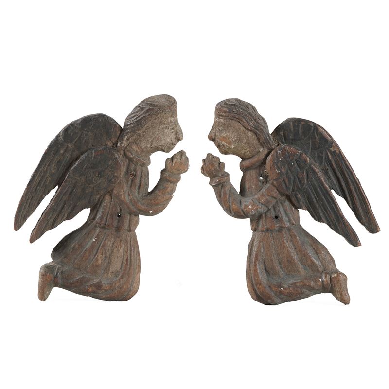 Coppia di angeli in legno. XVII-XVIII secolo  - Asta Antiquariato - Cambi Casa d'Aste
