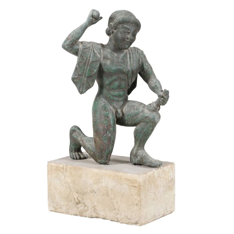 Statuetta di guerriero greco in bronzo  - Asta Antiquariato - Cambi Casa d'Aste