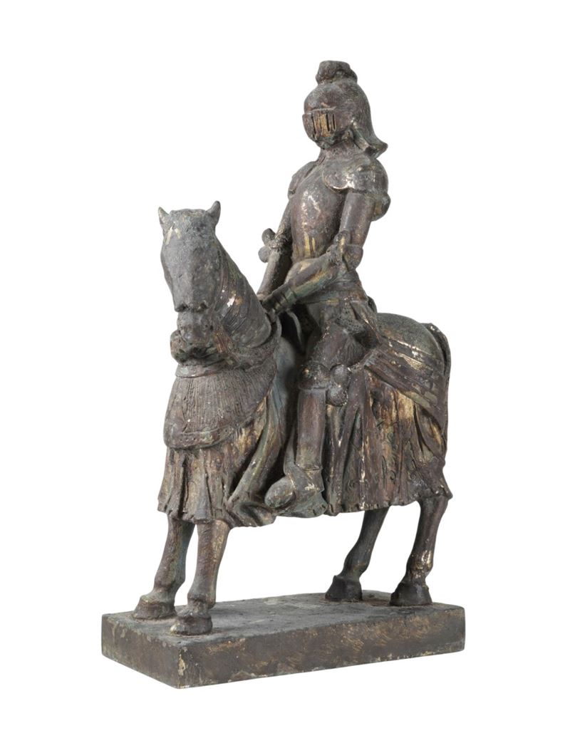Armigero in armatura a cavallo. Fonditore del XIX-XX secolo  - Auction Antiquariato - Cambi Casa d'Aste