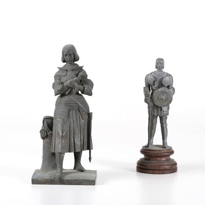 Maria D'orléans e un Soldato in Armatura. Fonditore del XIX-XX Secolo