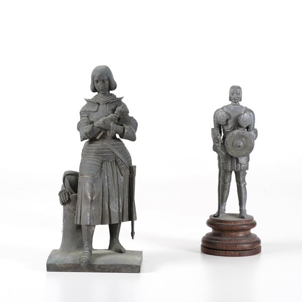 Maria d'Orléans e un soldato in armatura. Fonditore del XIX-XX secolo