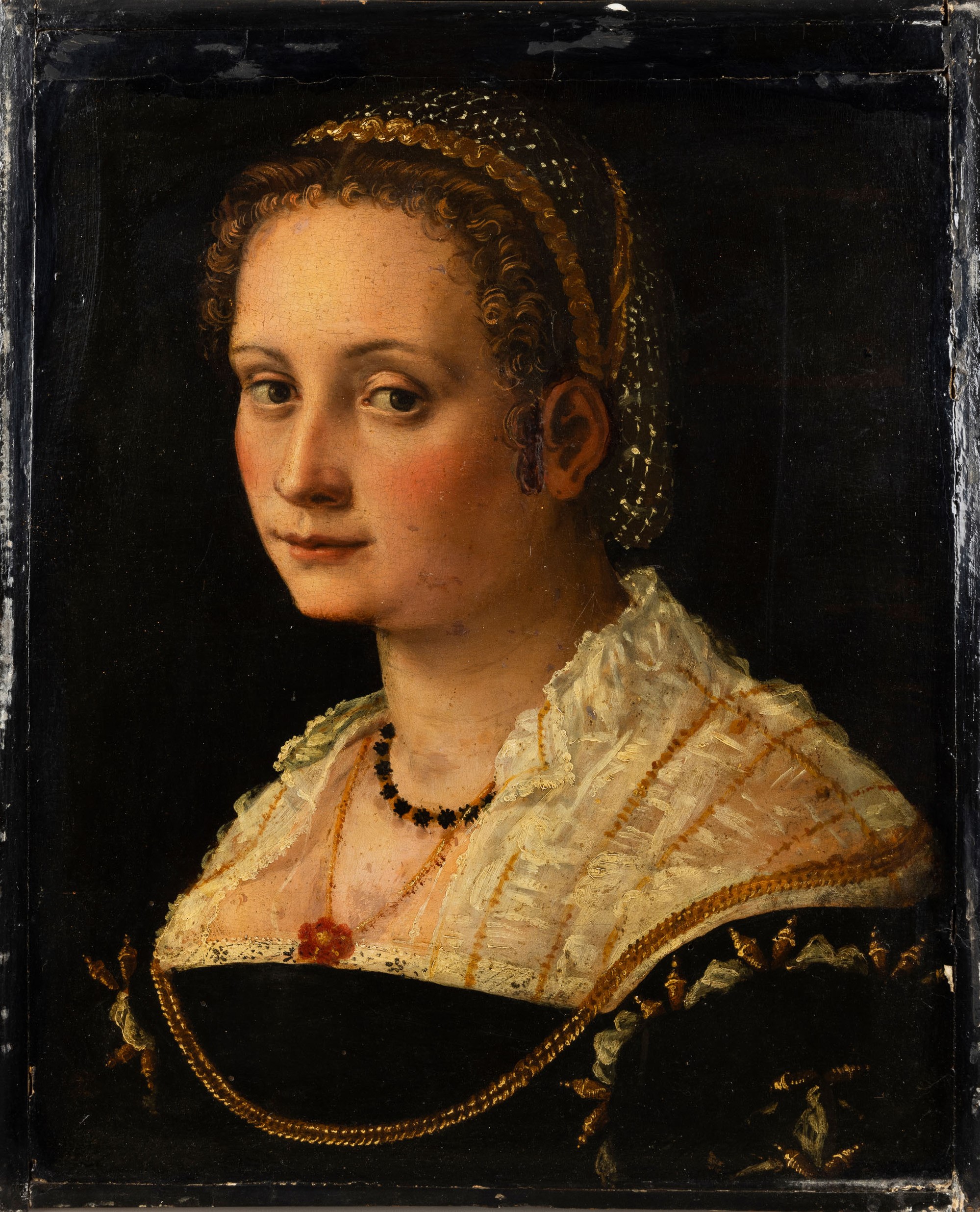 Scuola veneta del XVI secolo, Ritratto femminile, olio su tavola