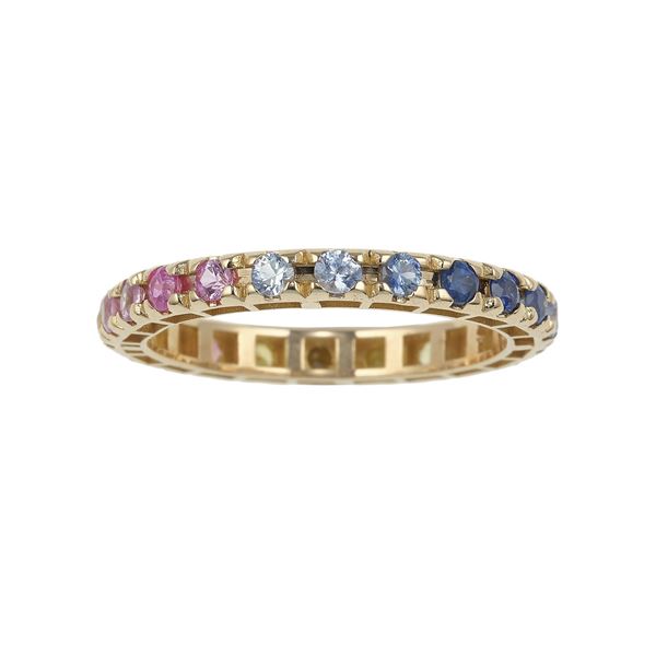 Multicolor sapphire and gold ring