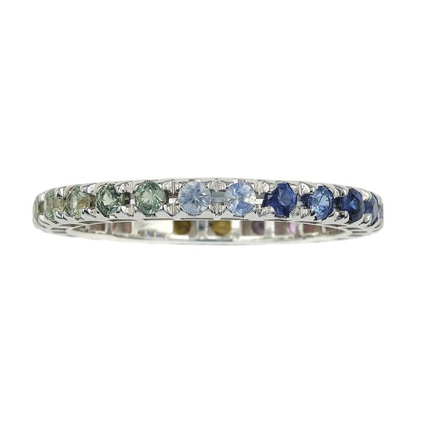 Multicolor sapphire and gold ring