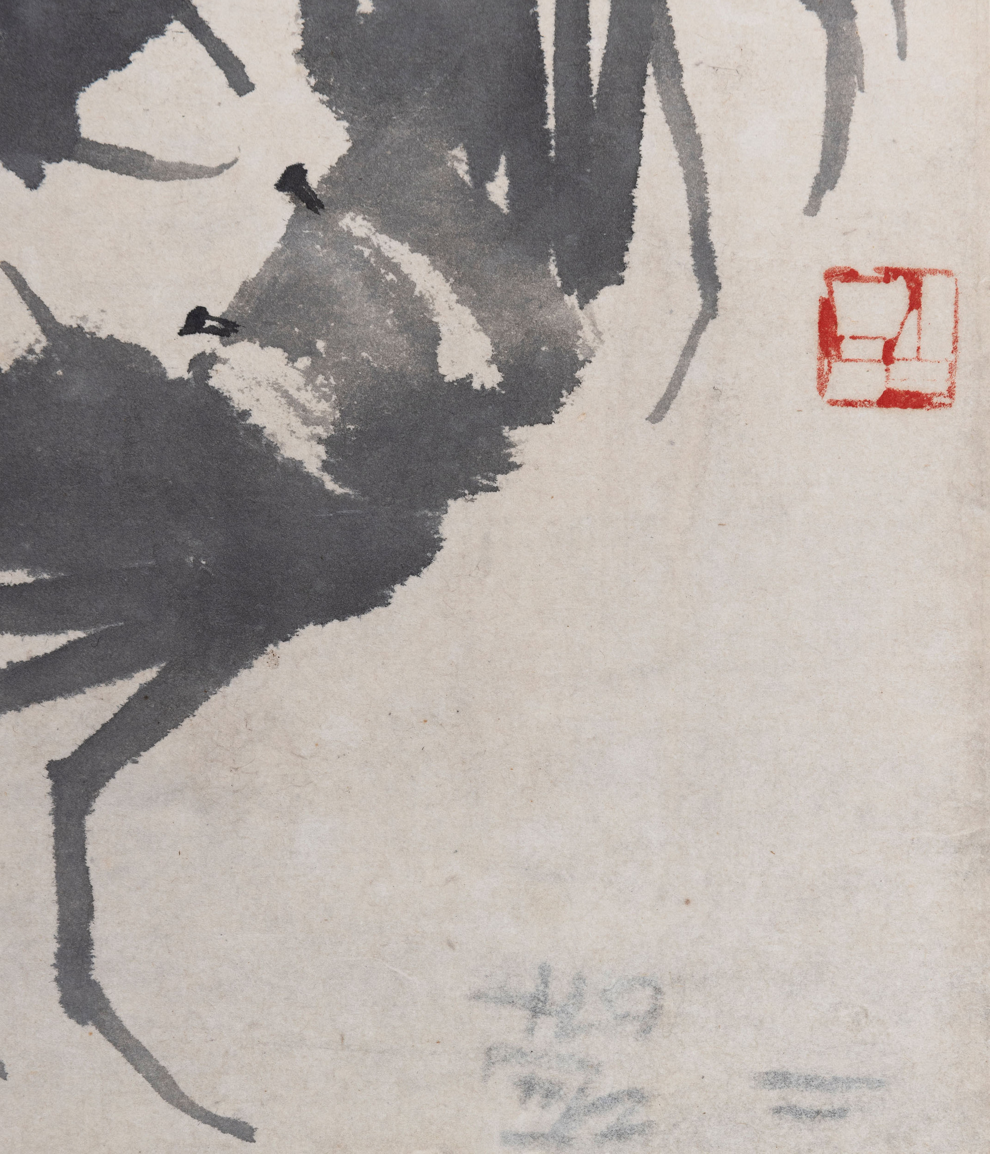 Scroll su Carta Titolato "granchi", Qi Baishi, Inchiostro su Carta, Iscritto e Firmato con un Sig...