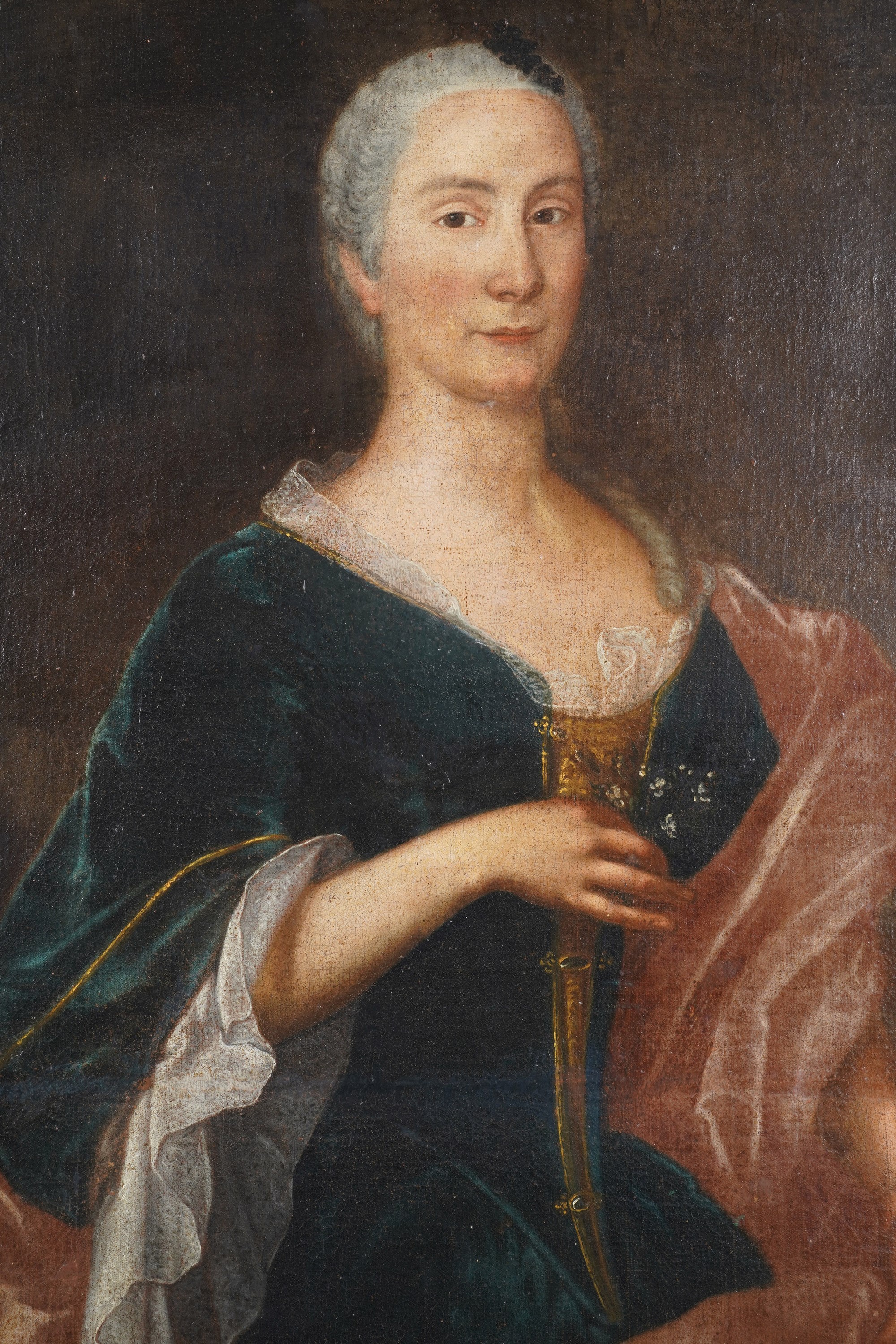 Scuola del XVIII Secolo Ritratto di Gentildonna con Mazzolino di Fiori