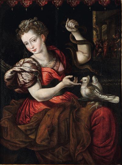 Figura Allegorica con gli Attributi Dell'innocenza e della Prudenza