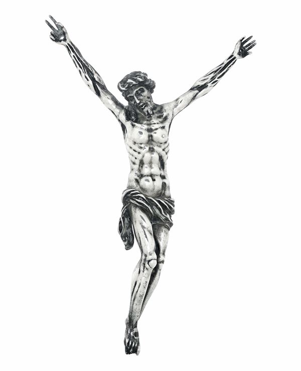 Corpus Christi. Manifattura artistica italiana, Firenze (?). XX secolo. Firma "Rustici" incisa e punzone con giglio fiorentino