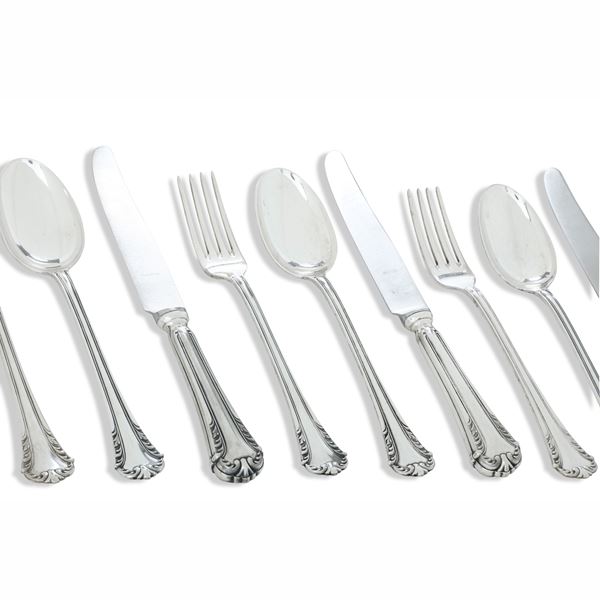 Servizio di posate. Argenteria italiana del XX secolo, argentiere Maria Morini, Bologna