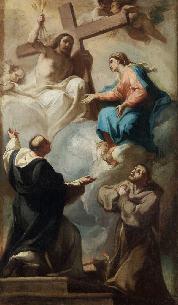 Jacopo Alessandro Calvi detto il Sordino - Gesù Cristo appare alla Madonna e ai Santi Domenico e Francesco