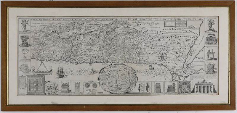 J. Tirinus - Coreografia della Terra Santa Chorographia Terrae Sanctae in angustiorem formam redacta, et ex variis auctoribus a multis erroribus expurgata. Senza indicazioni tipografiche. Probabilmente Anversa o Amsterdam dopo il 1630  - Auction Prints - Cambi Casa d'Aste